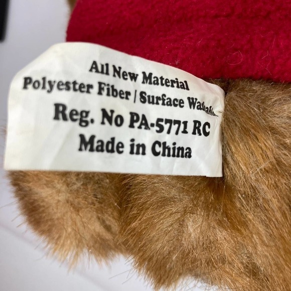 VINTAGE 2000 Russ T McBear 18" Jointed Plush Bear Vest Hat Mittens Trade Secret - Picture 13 of 15